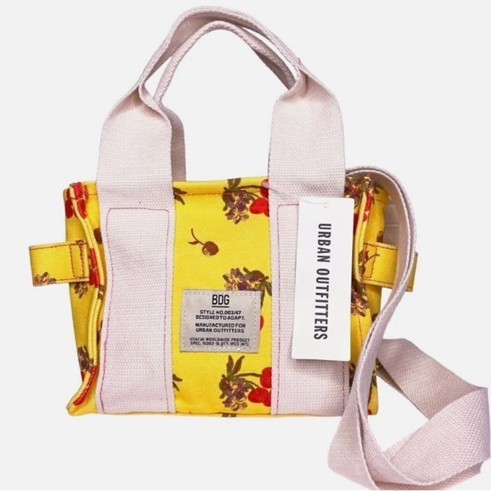 Urban Outfitters BDG Serena Cherry Printed Yellow Crossbody Mini Tote